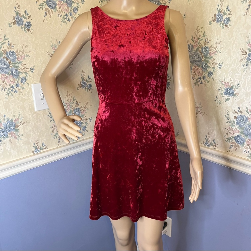 Divided H&M Red Going Out Party Velvet Velour Mini Dress, Size 2